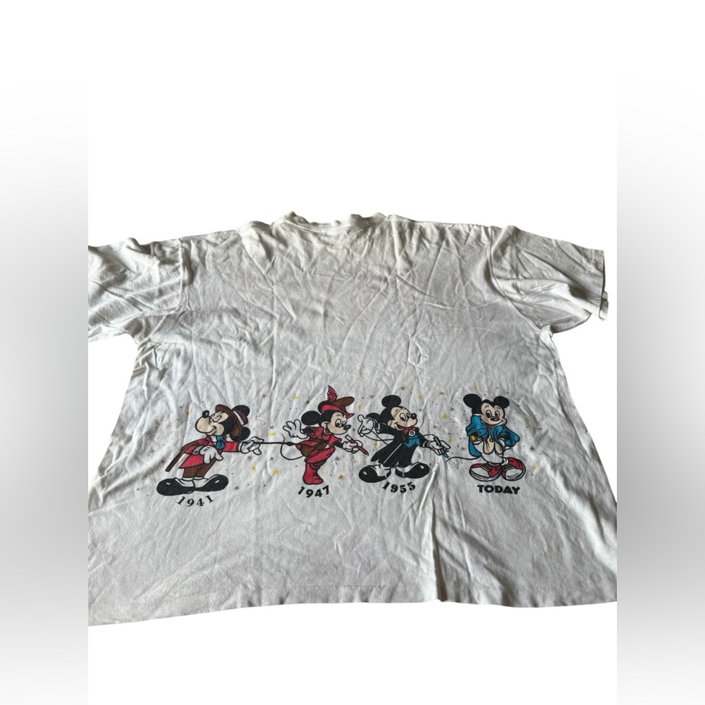 Vintage 1990s Mickey Mouse Through The Years Cartoon White Men’s T-Shirt SZ XL - Picture 3 of 16